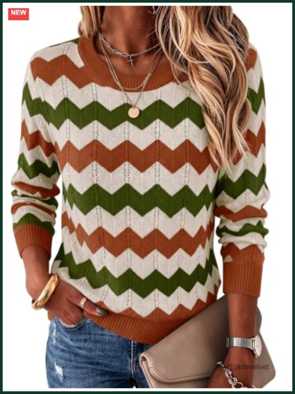 Womens Crew Neck Long Sleeve Knit Pullover Sweater Fall Casual